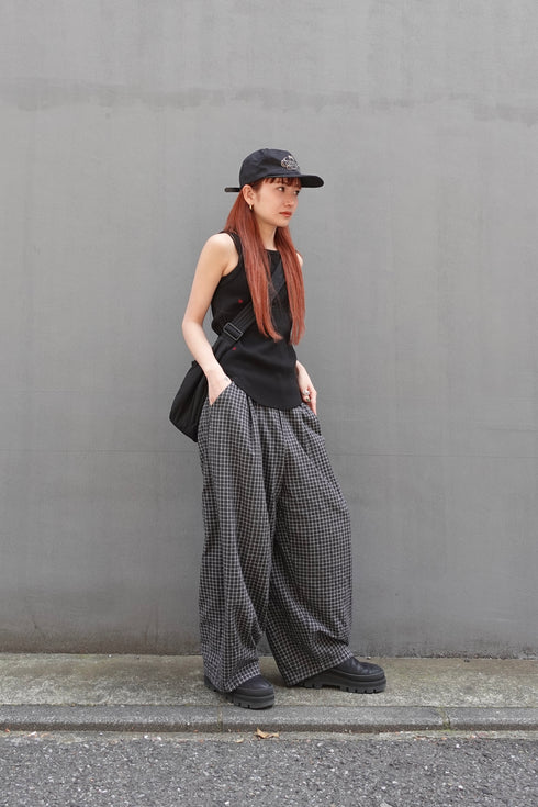 チェックボリュームラフパンツ